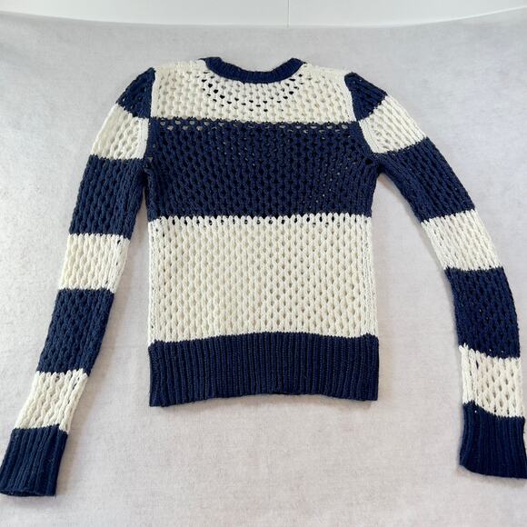 Arizona Jeans Co. Sweater Woman's L Open Chunky Knit Full Sleeves Navy & White - Picture 3 of 10